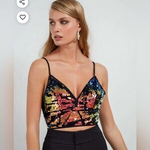 NWT Milk & Honey Velvet & Sequin Multicolor Crop Top